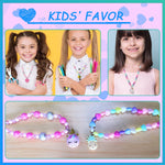 PinkSheep Jewelry Sets Beaded Necklace and Beads Bracelet for Kids Girls 10 Sets Unicorn Cat Mermaid Starfish Shells Bird Owl Necklace and Beads Little Favors Bags for Girls Princess Dress Up Pretend Play
