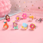 PinkSheep Little Girl Jewel Rings in Box 16PC Princess Ring Adjustable Girl Pretend Play and Dress Up Rings