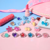 PinkSheep Little Girl Jewel Rings in Box, Adjustable, No duplication, Girl Pretend Play and Dress Up Rings (30 Jewel Ring)