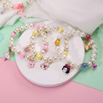 PinkSheep Princess Bracelets 10 PS for Kids Girls Pearl Bead Bracelets Teen Jewelry Set Party Favor Costume Princess Pretend Play