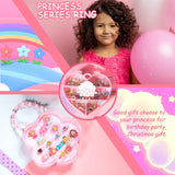 PinkSheep Little Girl Jewel Rings in Box 16PC Princess Ring Adjustable Girl Pretend Play and Dress Up Rings