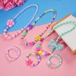 Beaded Necklaces and Bracelets for Girls, Favors Bags for Toddlers 6 Unique Sets