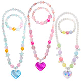 Necklace and Bracelet for Kids, 3 Sets, Little Girls, Dress Up Pretend Play Party Favor