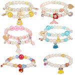 PinkSheep Princess Bracelets 10 PS for Kids Girls Pearl Bead Bracelets Teen Jewelry Set Party Favor Costume Princess Pretend Play