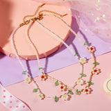 PinkSheep Flower Necklaces Bracelets for Teen Girls Preppy Jewelry Choker Necklaces Bracelet for woman Cute Necklaces Beaded Necklace Bracelets White