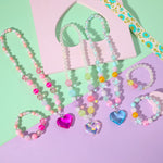 Necklace and Bracelet for Kids, 3 Sets, Little Girls, Dress Up Pretend Play Party Favor