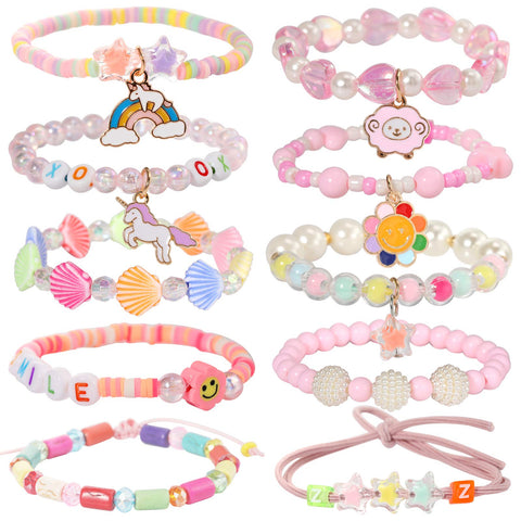 PinkSheep Beads Bracelet Unicorn Bracelet for Kids Girls Charm Bracelet Friendship Bracelet 10 PC Party Favor