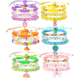 PinkSheep Bracelets for Girls, 18pc/24pc Colorful Beaded Stretch Bracelets for Little Girl Teen Girl, Friendship Bracelet Bracelets Bulk Stackable Bracelets, Cute Things for Girls (24PC)