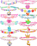 PinkSheep Friendship Bracelets Little Girl Jewelry, 12PCS Girls Bracelets for Kids, Toddler Baby Adjustable Multicolor Woven Pretend Play Bracelet Bulk Bracelet